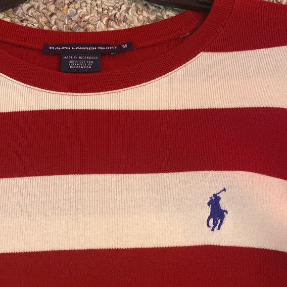 Ralph Lauren maroon/cream long sleeve top with blue horse - Picture 2 of 2